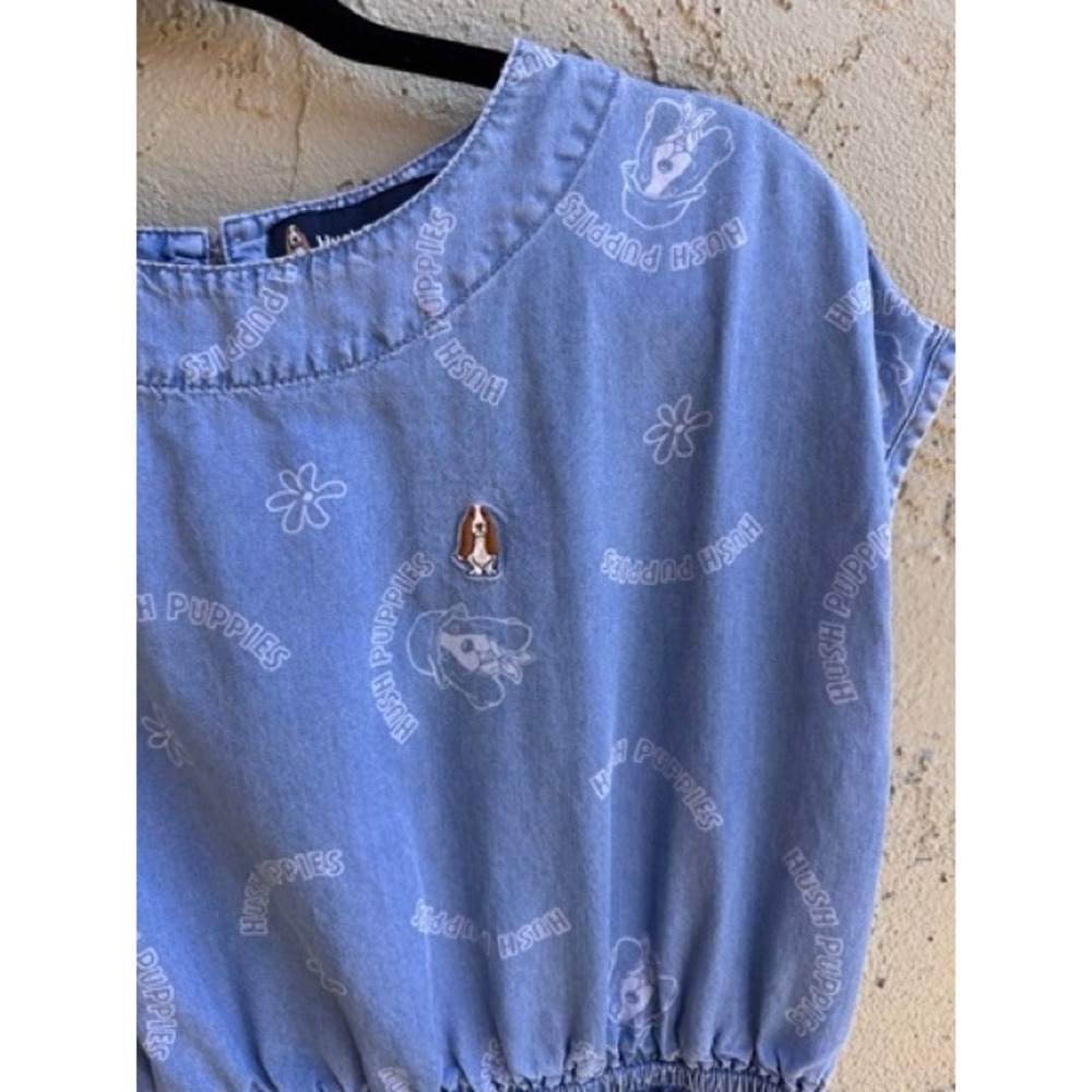 Hush Puppies Camden Dog Logo Print Elastic Waist Pockets Dress MEDIUM Retro - Picture 4 of 10